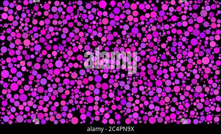 Abstract background of circles of different sizes in shades of purple colors on black background. Stock Vector