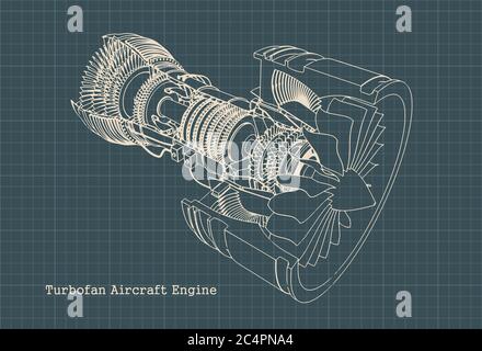 Stylized vector illustration of structure of turbofan engine Stock ...