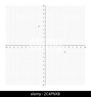 Cartesian coordinate system grid two-dimensional. Vector geometry and algebra scheme. Blank worksheet curve point plain graph. Graphic illustration Stock Vector