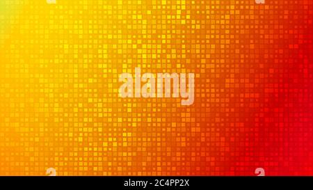Abstract background of small squares or pixels of different sizes in red and orange colors. Stock Vector