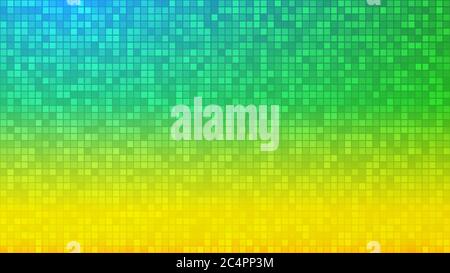 Abstract background of very small squares or pixels in yellow and green colors. Stock Vector