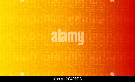 Abstract background of zeros ad ones in yellow and orange colors. Stock Vector