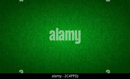 Abstract background of zeros ad ones in green colors. Stock Vector