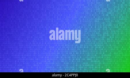 Abstract background of zeros ad ones in blue and green colors. Stock Vector