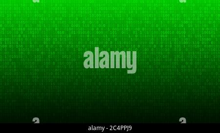 Abstract background of zeros ad ones in green colors. Stock Vector