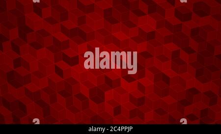 Abstract background of isometric cubes in red colors. Stock Vector