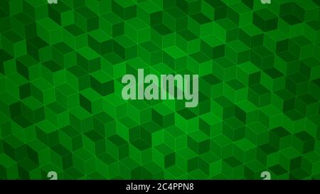 Abstract background of isometric cubes in green colors. Stock Vector