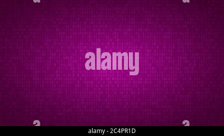 Abstract background of zeros ad ones in purple colors. Stock Vector