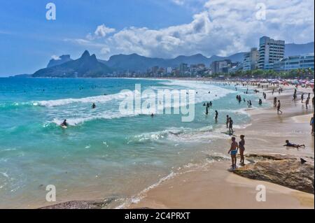 Ipanema, Tropical beach view, Fantastic Horizon over  Rio de Janeiro, Brazil Stock Photo