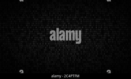 Abstract dark background of zeros ad ones in shades of gray colors. Stock Vector
