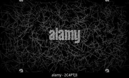 Abstract dark background of curves or scratches, white on black. Stock Vector