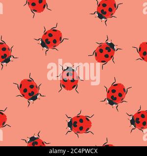 Ladybug Seamless Pattern Background or Wallpaper Stock Vector
