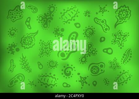 Beautiful abstract green background with bacteria in acid Stock Vector