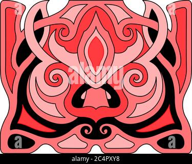 Beautiful pattern with pink pig face on white background Stock Vector