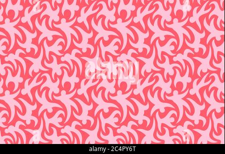 Beautiful pink seamless pattern with stylized silhouettes of dancing people Stock Vector