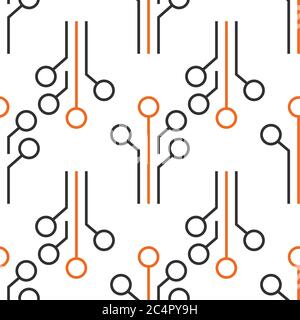 Seamless pattern with graph and analytics icon on white background. Digital internet pattern Stock Vector
