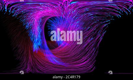 Equirectangular environment map of a colorful glowing particles. 360 virtual reality panorama 3D rendering.Full spherical projection. Stock Photo