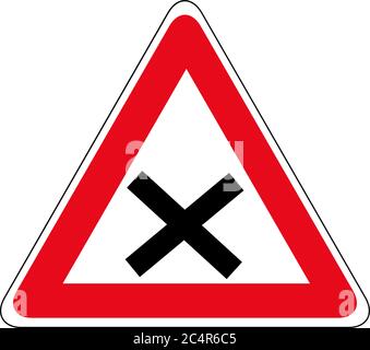 illustration of triangle warning sign for intersection Stock Vector