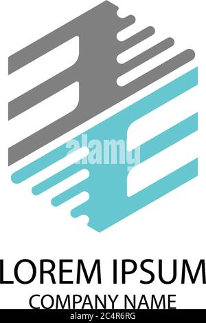 Hexagon E  logo letter design concept in  black color Stock Vector