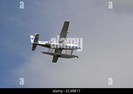 Sea plane up in the air, Miami, Florida, USA Stock Photo