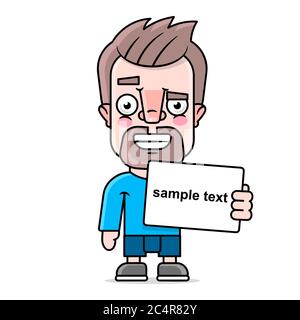 Hipster holding a sign sample text vector illustration Stock Vector