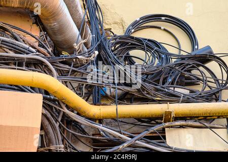 Close up of car exhaust pipe on the street. Stock Photo