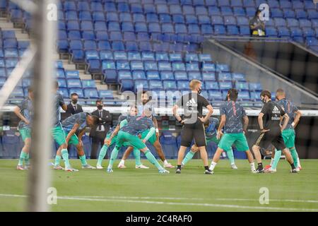 Barcelona, Barcelona, Spain. 28th June, 2020. BARCELONA, SPAIN - JUNE 28:.Players of Real Madrid during the Liga match between RCD Espanyol and Real Madrid at RCD Stadium on June 28, 2020 in Barcelona, Spain. Credit: Dax Images/DAX/ZUMA Wire/Alamy Live News Stock Photo