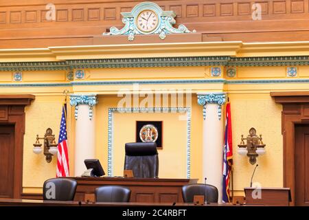 Senate Chamber in the State Capitol,Cheyenne,Wyoming,USA Stock Photo