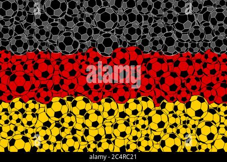 Germany flag, consisting of football balls in black, red and yellow colors Stock Vector