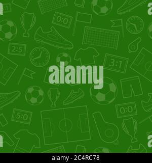 Seamless pattern of football symbols in green colors Stock Vector