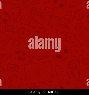 Seamless pattern of football symbols in red colors Stock Vector
