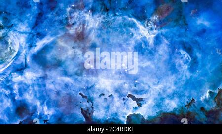 Nebula and galaxies in the universe. Abstract space background. Panoramic photo of deep cosmos. Magic blue nebula in outer space for wallpaper. Elemen Stock Photo