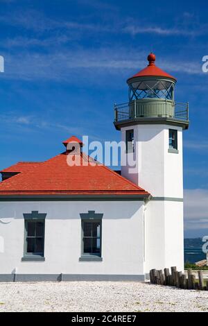 Alki Point Lighthouse, West Seattle District, Seattle, Washington State, USA Stock Photo