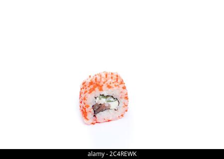 Philadelphia sushi, two rolls isolated on white background Stock Photo