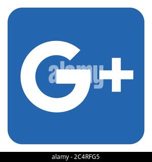 VORONEZH, RUSSIA - NOVEMBER 21, 2019: Google Plus logo square icon in blue color Stock Vector