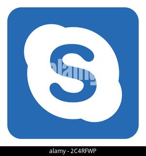 VORONEZH, RUSSIA - NOVEMBER 21, 2019: Skype logo square icon in blue color Stock Vector