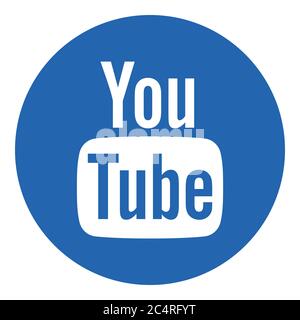 VORONEZH, RUSSIA - NOVEMBER 21, 2019: YouTube logo round icon in blue color Stock Vector