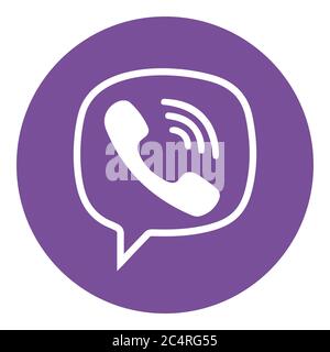 VORONEZH, RUSSIA - NOVEMBER 21, 2019: Viber logo round icon in purple color Stock Vector