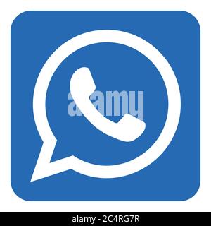 VORONEZH, RUSSIA - NOVEMBER 21, 2019: WhatsApp logo square icon in blue color Stock Vector