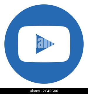 VORONEZH, RUSSIA - NOVEMBER 21, 2019: YouTube logo round icon in blue color Stock Vector
