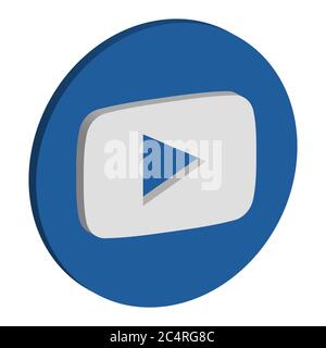 VORONEZH, RUSSIA - NOVEMBER 21, 2019: YouTube logo isometric round icon in blue color Stock Vector