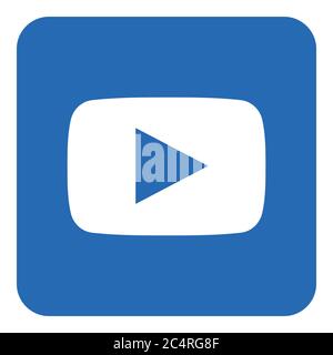 VORONEZH, RUSSIA - NOVEMBER 21, 2019: YouTube logo square icon in blue color Stock Vector