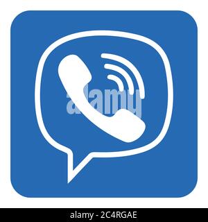 VORONEZH, RUSSIA - NOVEMBER 21, 2019: Viber logo square icon in blue color Stock Vector