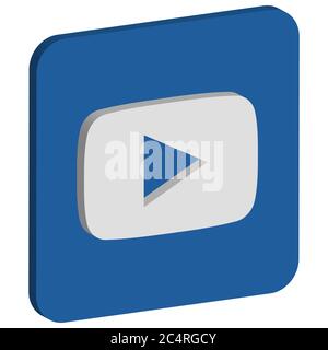 VORONEZH, RUSSIA - NOVEMBER 21, 2019: YouTube logo isometric square icon in blue color Stock Vector