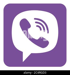 VORONEZH, RUSSIA - NOVEMBER 21, 2019: Viber logo square icon in purple color Stock Vector