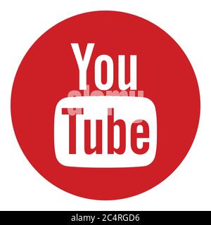 VORONEZH, RUSSIA - NOVEMBER 21, 2019: YouTube logo round icon in red color Stock Vector