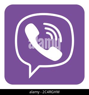 VORONEZH, RUSSIA - NOVEMBER 21, 2019: Viber logo square icon in purple color Stock Vector
