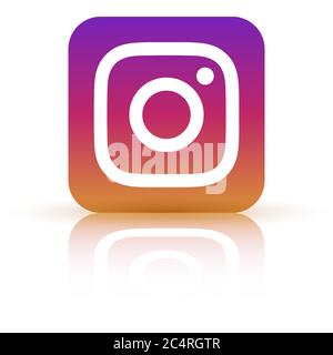VORONEZH, RUSSIA - JANUARY 31, 2020: Instagram logo square icon with reflection and shadow Stock Vector