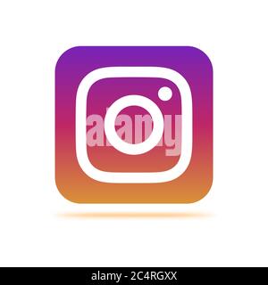 VORONEZH, RUSSIA - JANUARY 31, 2020: Instagram logo square icon with shadow Stock Vector