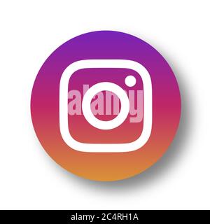 VORONEZH, RUSSIA - JANUARY 31, 2020: Instagram logo round icon with soft shadow Stock Vector